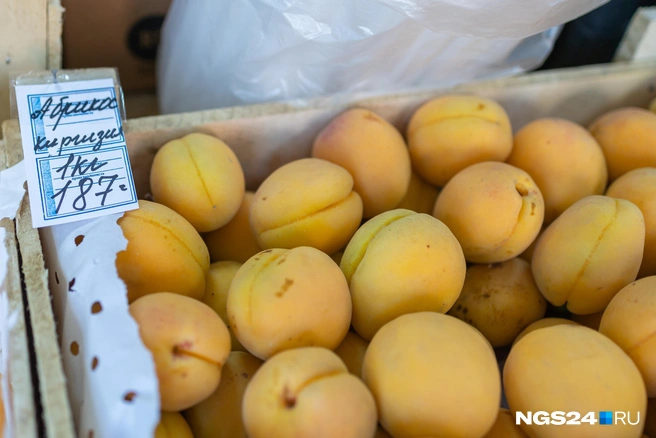 Абрикосы — 187 рублей за кило | Источник: Артем Ленц / NGS24.RU