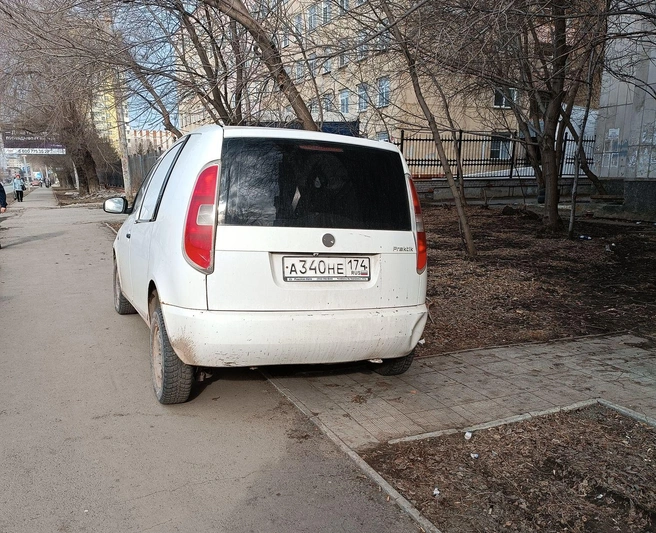 Блюхера, 5а. «Припарковался у магазина Zipchel mobi. Как он до этого додумался&nbsp;— непонятно,&nbsp;— пишет автор. —&nbsp;В этом месте никто и никогда так не парковался. Пешеходный тротуар не шире 2,5 метра, находится выше автомобильной дороги, огражден бордюрами высотой где-то 15&nbsp;см. В общем, человек так постарался, будто беременную жену в роддом экстренно привез. В данный момент составляю обращение в ГИБДД Челябинска» | Источник: читатель 74.RU