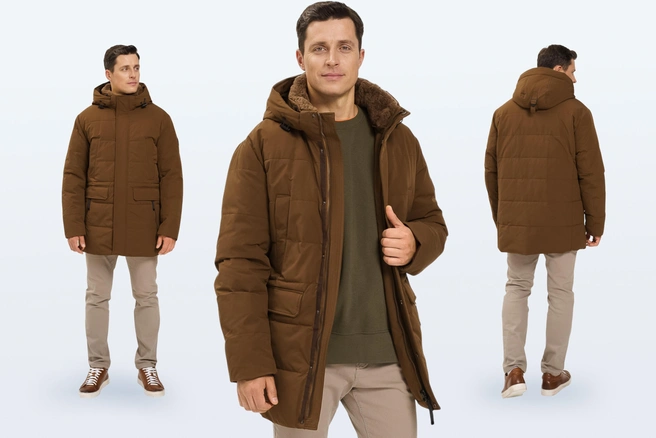 Современный пуховик с верблюжьим наполнителем и меховым воротником&nbsp;— тренд сезона | Источник: O’HARA