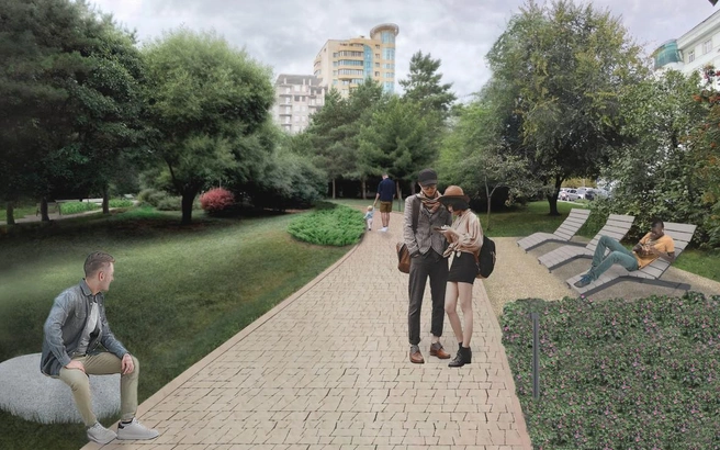 Сквер станет тихим и уютным местом в центре города | Источник: Адаптик-А / green.novo-sibirsk.ru