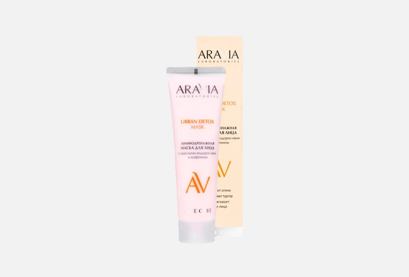 Лимфодренажная маска для лица с красными водорослями и кофеином Urban Detox, Aravia Laboratories