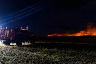 Ночной пожар у кладбища в Борзе охватил 100 гектаров