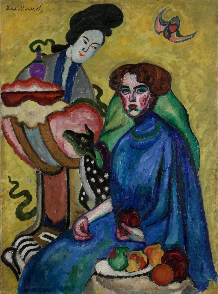 Илья Машков. «Дама с китаяянкой» (Портрет Е. Киркальди), 1910, ГТГ. | Источник: Государственная Третьяковская Галерея
