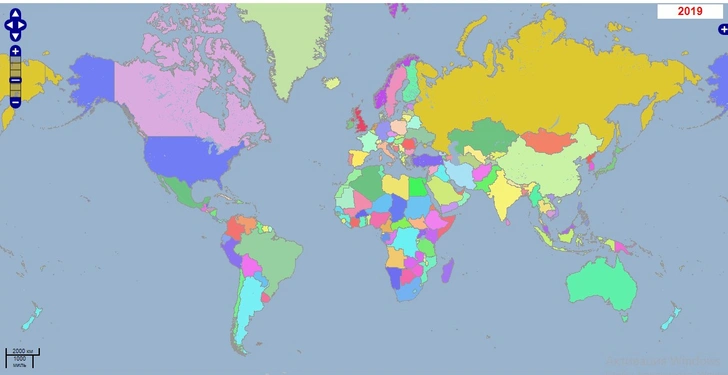 Например, это карта стран в 2019 году…