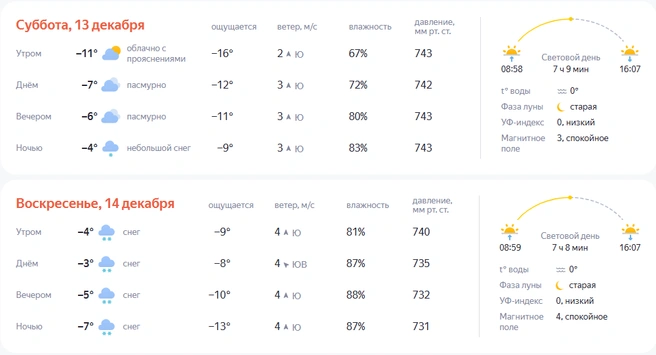 Выходные в Кургане выдадутся потеплее и со снегом в воскресенье | Источник: yandex.ru/pogoda