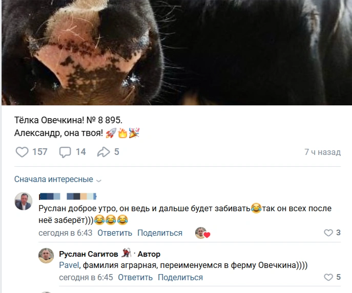 Овечкину доставят корову куда угодно | Источник: Руслан Сагитов&nbsp;— ВКонтакте