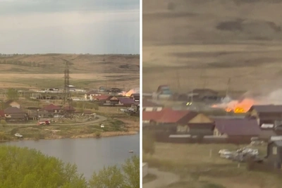 Под Красноярском в деревне Минино произошел крупный пожар