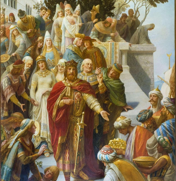 «Двор Фридриха II в Палермо». Генрих Вислиценус. 1880 г. | Источник: HERMANN WISLICENUS / KAISERPFALZ GOSLAR