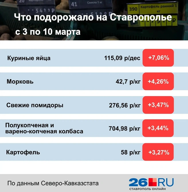 Статистика цен на продукты | Источник: Дарья Гранкина / 26.RU