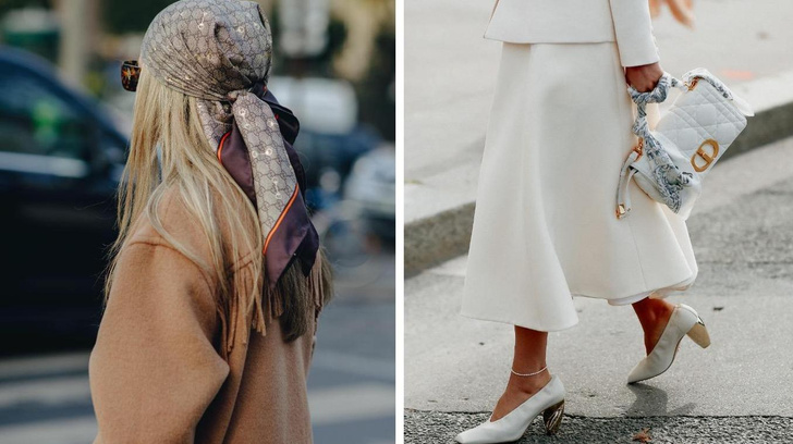 Попробуйте все: 10 стильных способов носить шелковый платок