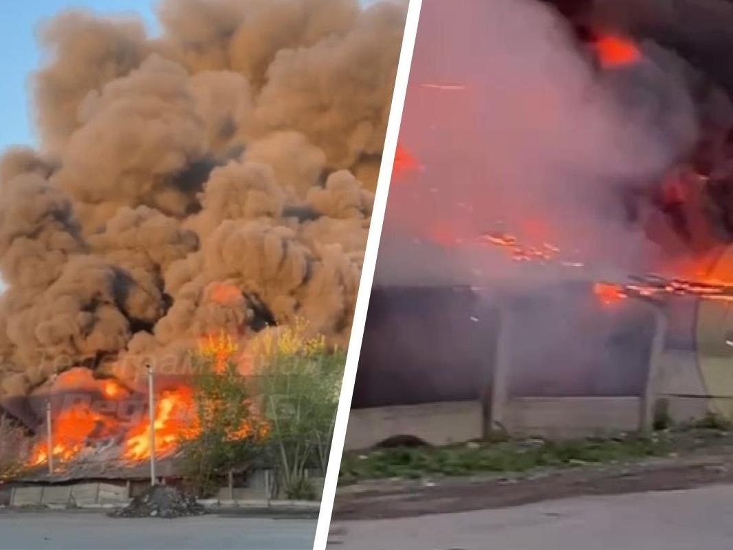 Клубы дыма и треск: в Казани разгорелся крупный пожар на производстве брусчатки