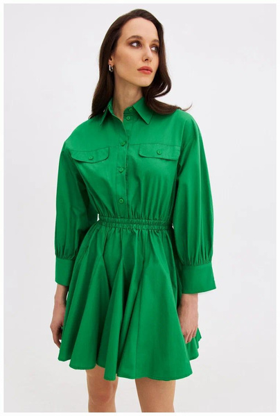 Зеленое платье-рубашка