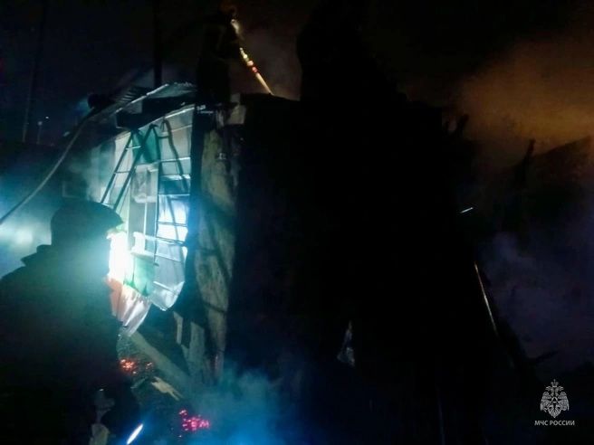 Огонь перекинулся на другой двор | Источник: пресс-служба МЧС по Алтайскому краю