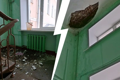 Потолок обрушился в жилом доме в Ярославле