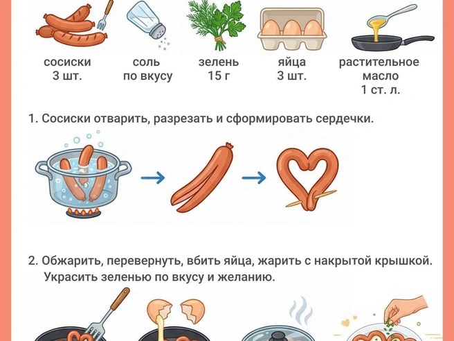 Яичница в виде сердца готовится просто и быстро. | Источник: Юрий Орлов / Городские порталы