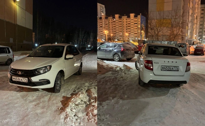 Автор фото написал: «На Бейвеля, 46а около первого подъезда. В проходимом месте. Пройти невозможно, с коляской&nbsp;— тем более. По другой части тоже, гололед, можно упасть и разбиться об эту же машину» | Источник: читатель 74.RU