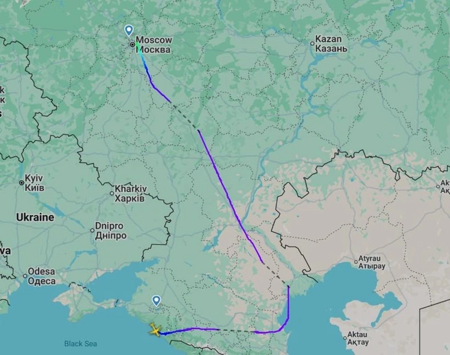 Маршрут, по которому летел первый борт | Источник: flightradar24.com