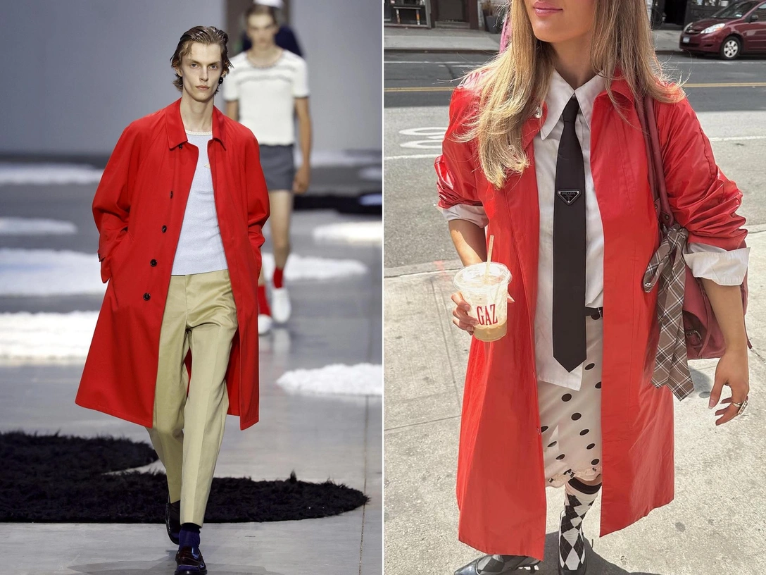 Paint the town red: как носить красный макинтош — главную покупку осени 2025 | marieclaire.ru