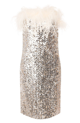 Женское серебряное платье с пайетками, Saint Laurent