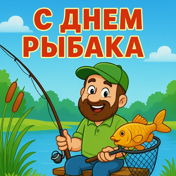 День Рыбака: открытки близким, смешные открытки, открытки другу на день рыбака, открытки на день рыбака, рыбак | Источник: theDay/DALL-E