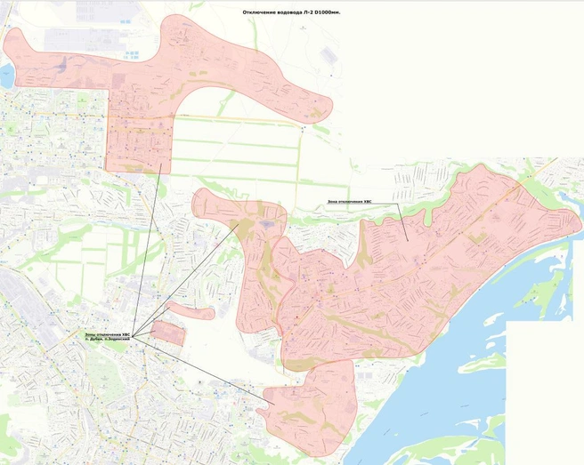 Зоны отключения воды | Источник: МУПП «Саратовводоканал»