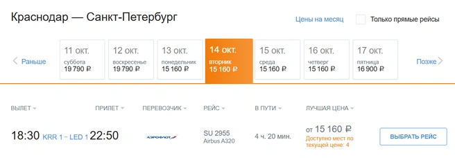 Из Сочи в Питер улететь будет дороже  | Источник: aeroflot.ru