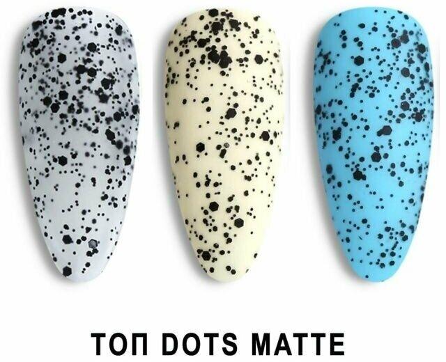 Топ для гель лака Lakres Dots matte (Black) с черными вкраплениями