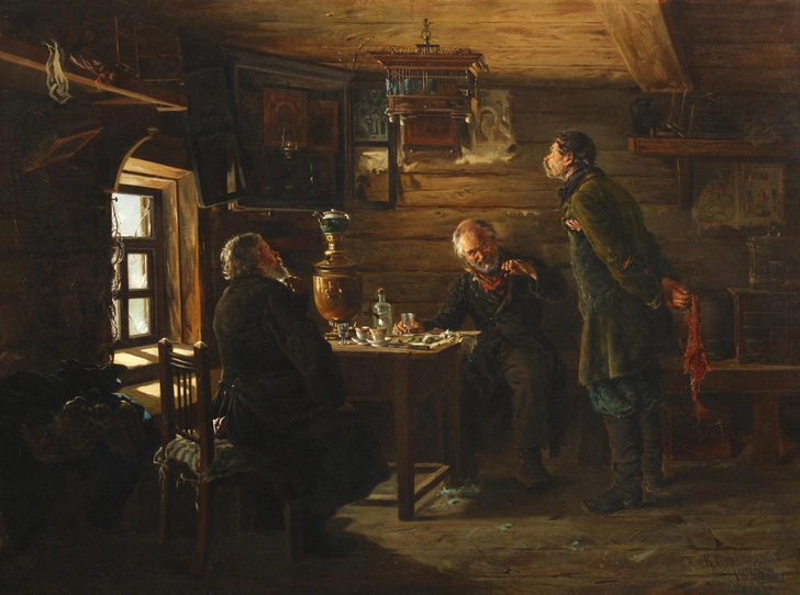 Маковский Владимир Егорович. «Любители соловьев», 1873. Авторский вариант — повторение картины «Любители соловьев» (1872-1873, ГТГ).  Частное собрание, Москва. | Источник: Пресс-служба выставки