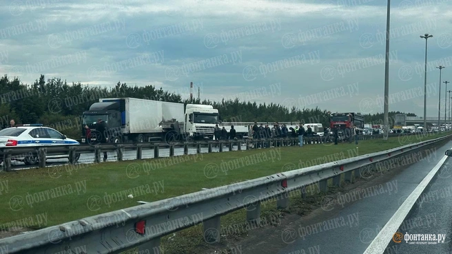 На севере Петербурга авария полностью перекрыла внутреннее кольцо КАД | Источник: читатель «Фонтанки»