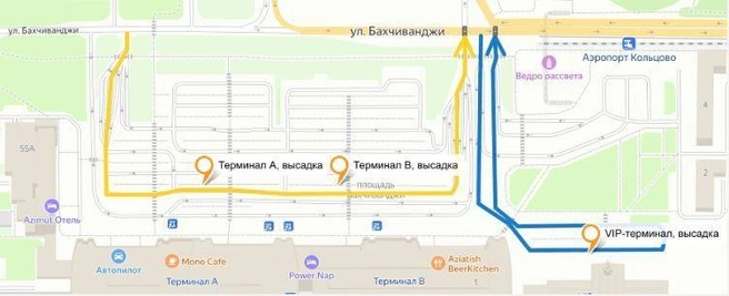 Точки для посадки пассажиров на второй линии аэропорта | Источник: Пресс-служба Яндекс. Такси