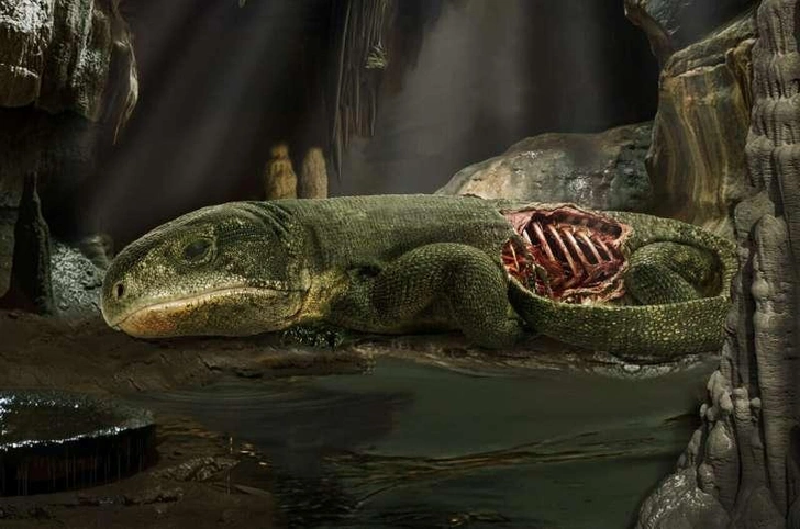 Рептилия Captorhinus возрастом 289 миллионов лет в позе смерти в пещере | Источник: Dr. Michael DeBraga