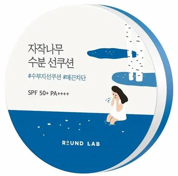 Солнцезащитный кушон с березовым соком Round Lab Birch Juice Moisturizing Sun Cushion SPF50+ 