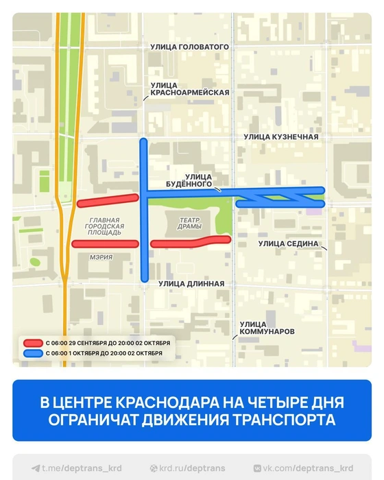 Где будут перекрывать улицы | Источник: департамент транспорта Краснодара