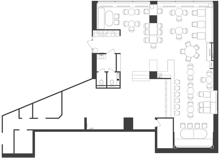 План ресторана La Volte в Самаре. Проект студии Re.dis interiors.