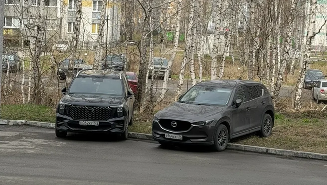Улица Мусы Джалиля, 11 и 13. Можно только гадать, что за правила жизни у этих двух мастеров парковки. Забавно, что у одного госномер серии «ЕКУ», у второго&nbsp;— «ВКХ», и в сумме получается «ЕКХ»&nbsp;— блатная комбинация, которую обычно давали сотрудникам ФСО и спецслужбистам. Магия букв подействовала на неокрепшие умы | Источник: читатель 74.RU