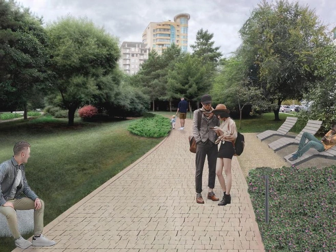 Цель проекта — превратить территорию в тихий и уютный оазис в центре Новосибирска. | Источник: «Адаптик-А» / green.novo-sibirsk.ru