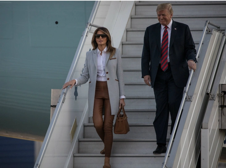 Мелания и Дональд Трамп прибывают в Хельсинки, 15 июля 2018
