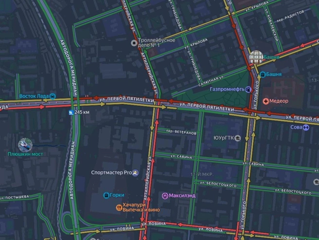 Дорожная ситуация в данном районе города на текущий момент | Источник: Yandex.ru / maps