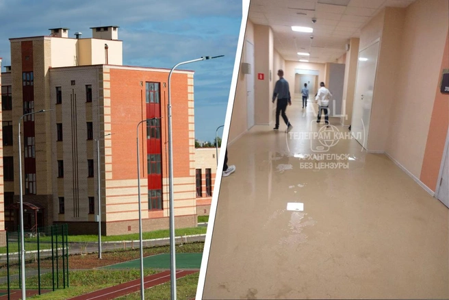 Лопнула труба ливневой канализации | Источник: Иван Митюшёв / 29.RU; «Архангельск Без Цензуры» / T.me