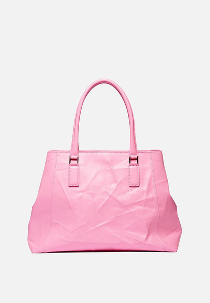 «Мятая» розовая сумка из натуральной кожи