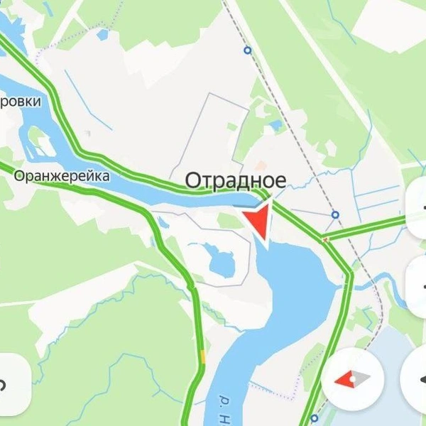 Два теплохода застряли на Неве из-за сильного тумана | Источник: Яндекс Карты