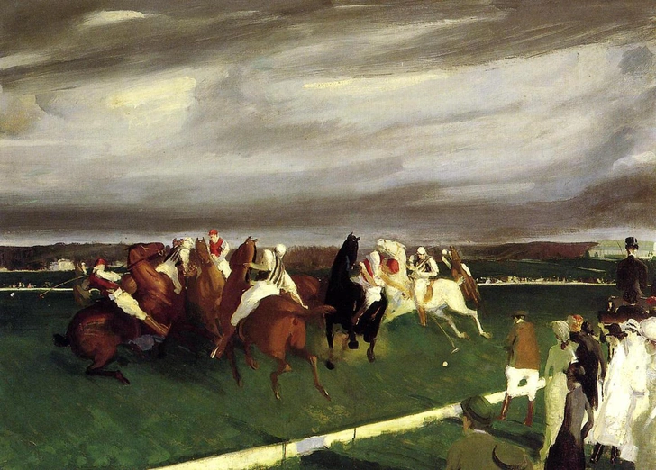 На картине Джорджа У. Беллоуза (1910) запечатлен динамичный момент матча по поло | Источник: NMUIM