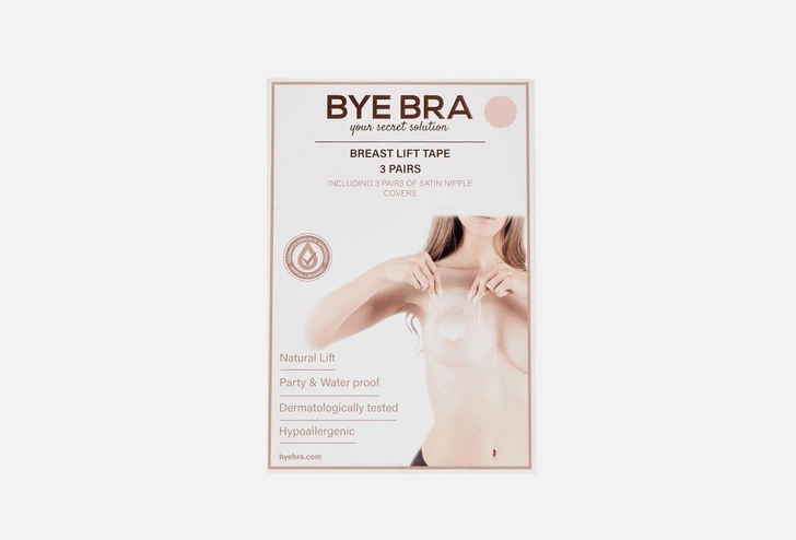 BYE BRA Тейп для подтяжки груди и накладки на соски  Satin Nipple Covers Бежевый  A-C размер — купить в Москве