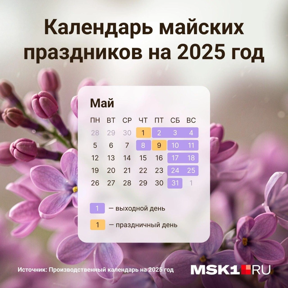 В мае нас ждут 13 дней отдыха | Источник: Мария Романова / Городские порталы