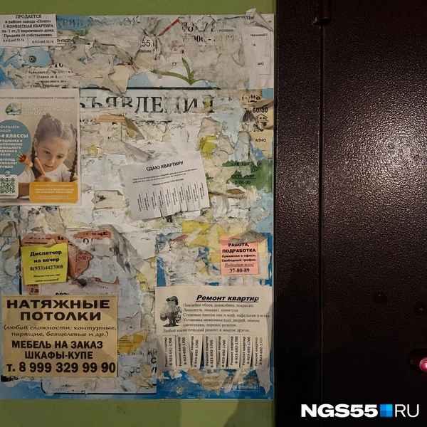 Доска объявлений на улице Осоавиахимовской | Источник: NGS55.RU