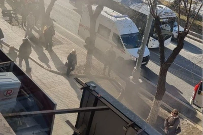 Пожар в подвале кафе на проспекте Ленина в Волгограде