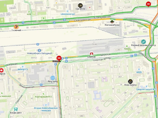Ограничения распространяются на перекресток с Троллейной улицей в районе станции «Новосибирск-Западный» | Источник: Картографические данные
