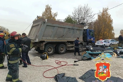В Домодедово грузовик раздавил легковушку: погибли мать и сын
