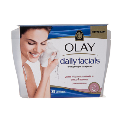 ПенитсяСалфетки Daily Facials, Olay, предназначены для тех, у кого под вечер не остается сил на себя. Благодаря им макияж с лица и глаз можно снять, даже стоя под душем.