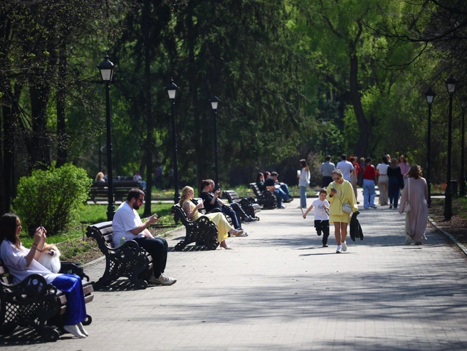 Лавочки в центре города заняты отдыхающими | Источник: Владислав Лоншаков / E1.RU